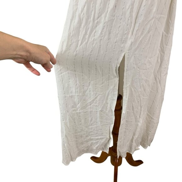 Lulus White Strapless Maxi Dress Metallic Thread Drawstring Waist XS - Picture 4 of 8